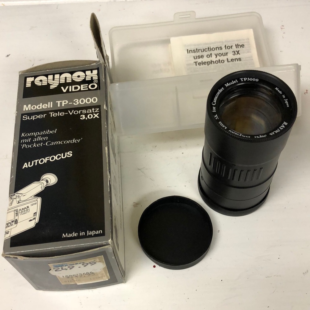 VINTAGE Raynox 3X‎ Camcorder Telephoto Conversion Lens TP3000 Case Adapter Ring